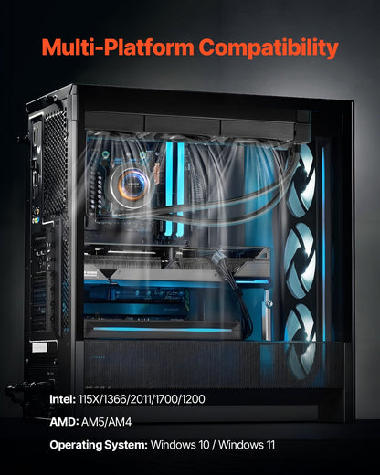 CPU Liquid Cooler AIO CPU Water Cooler with 3 PWN Fans (120mm) Intel AMD