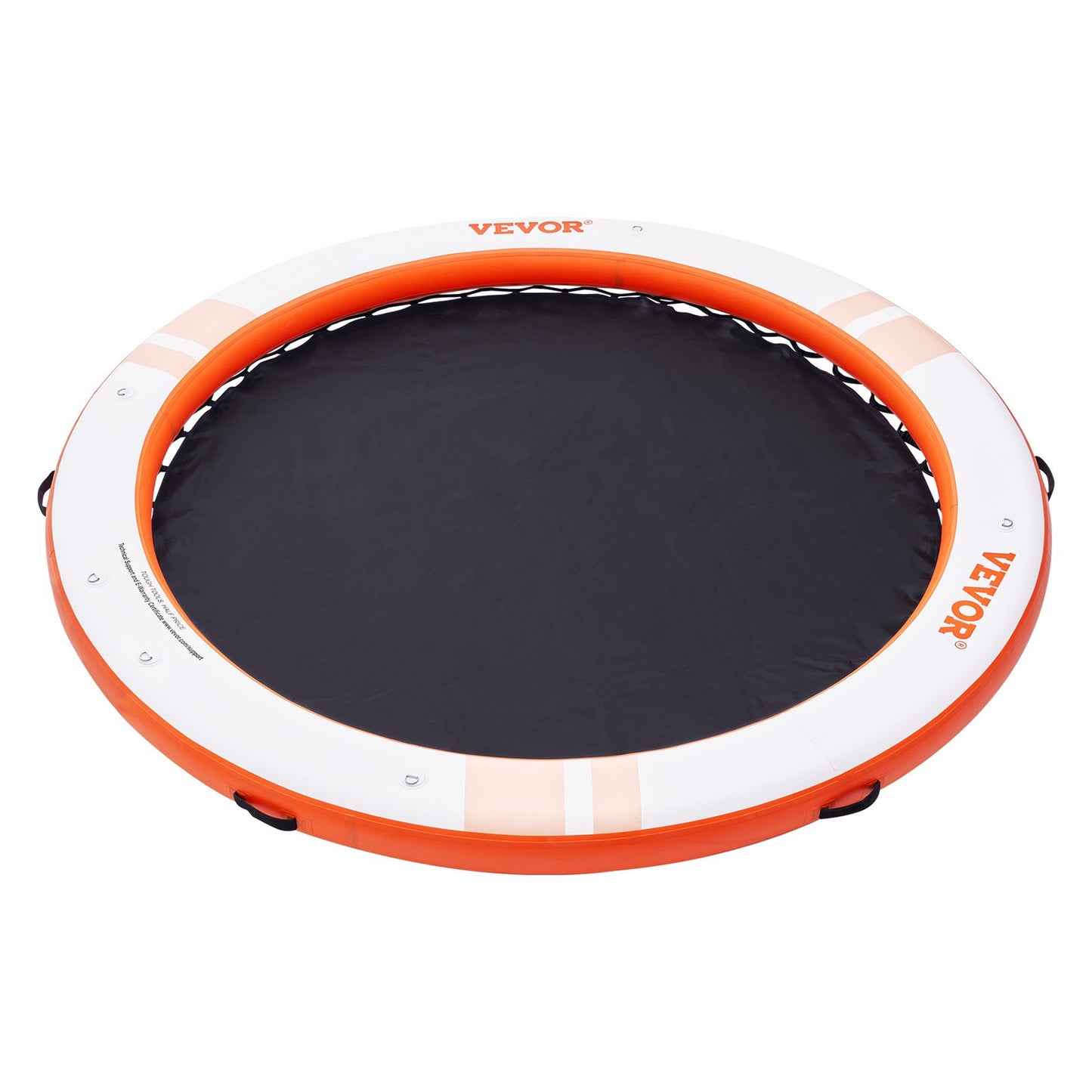Uppblåsbar flytbrygga, ø10FT Uppblåsbar hamnplattform med ø8FT trampolinnätpool, halkfri flytande plattform Vattenmatta med bärbar väska och avtagbar stege för avkoppling vid poolen
