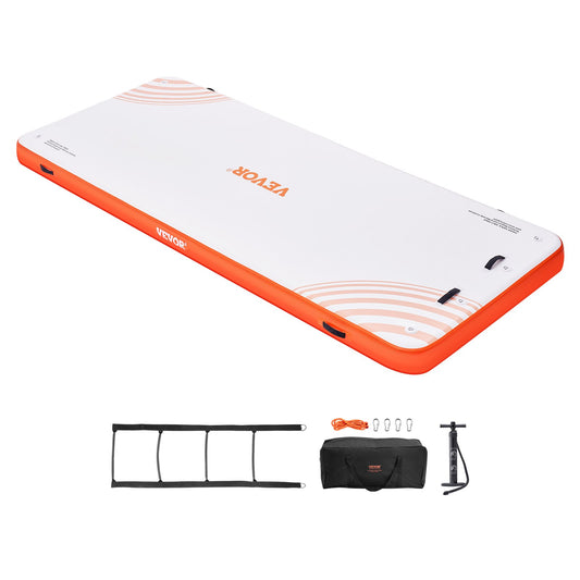 Inflatable Floating Dock, 15 x 6FT Inflatable Dock Platform, Non-Slip Water Floating Dock Mat with Portable Carry Bag and Detachable Ladder, Floating Platform Island Raft for Pool Beach Ocean