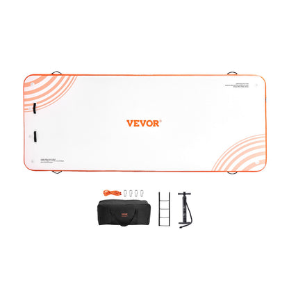 Inflatable Floating Dock, 15 x 6FT Inflatable Dock Platform, Non-Slip Water Floating Dock Mat with Portable Carry Bag and Detachable Ladder, Floating Platform Island Raft for Pool Beach Ocean