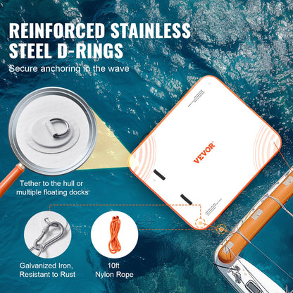 Inflatable Floating Dock, 6 x 5FT Inflatable Docking Platform, Non-Slip Water Floating Dock Mat with Portable Carry Bag and Detachable Ladder, Floating Platform Island Raft for Pool Beach Ocean