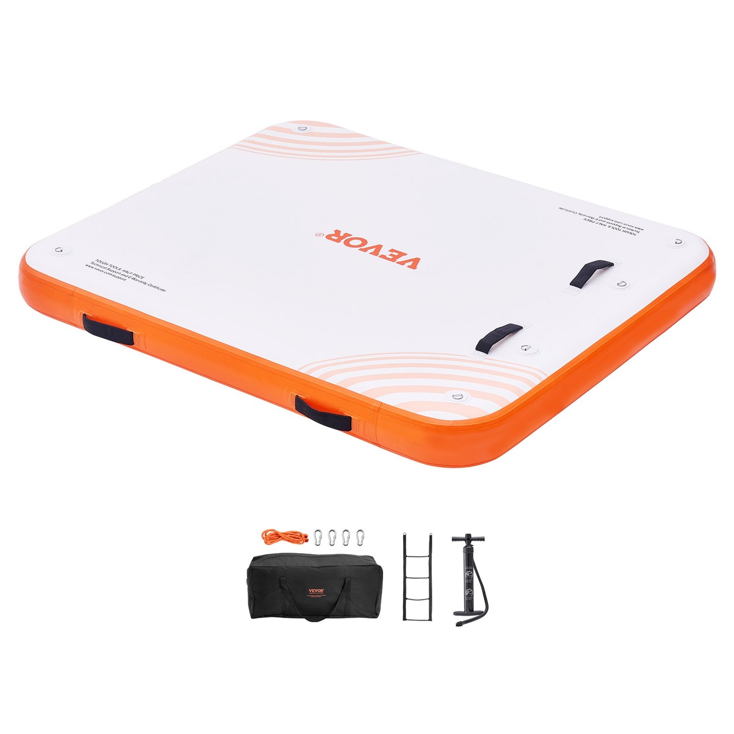 Inflatable Floating Dock, 6 x 5FT Inflatable Docking Platform, Non-Slip Water Floating Dock Mat with Portable Carry Bag and Detachable Ladder, Floating Platform Island Raft for Pool Beach Ocean