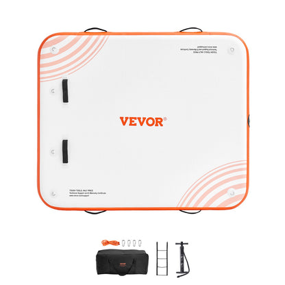 Inflatable Floating Dock, 6 x 5FT Inflatable Docking Platform, Non-Slip Water Floating Dock Mat with Portable Carry Bag and Detachable Ladder, Floating Platform Island Raft for Pool Beach Ocean