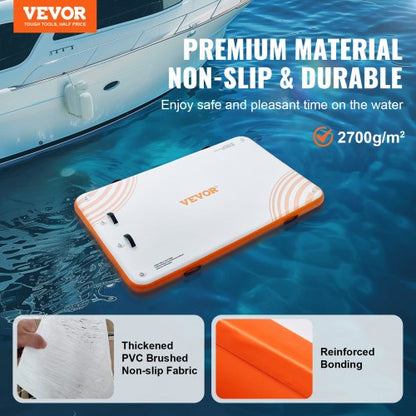 Inflatable Floating Dock, 8 x 5FT Inflatable Docking Platform, Non-Slip Water Floating Dock Mat with Portable Carry Bag and Detachable Ladder, Floating Platform Island Raft for Pool Beach Ocean | EU