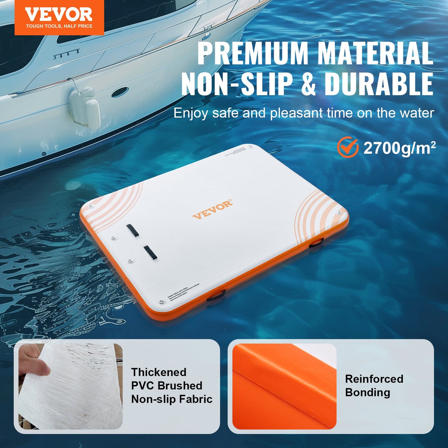 Inflatable Floating Dock, 8 x 6FT Inflatable Dock Platform, Non-Slip Water Floating Dock Mat with Portable Carry Bag and Detachable Ladder, Floating Platform Island Raft for Pool Beach Ocean
