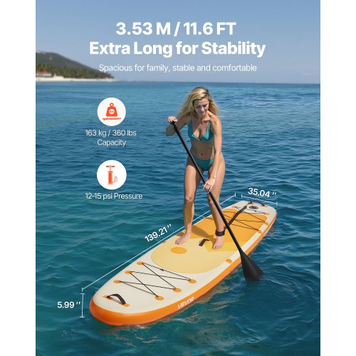 Uppblåsbar Stand Up Paddle Board 3,53 m Sup Surfbräda med Paddeltillbehör