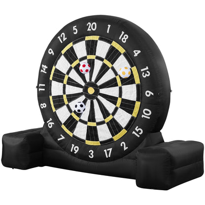 Inflatable soccer dart board over 8 feet high with 9 kick balls and air pump