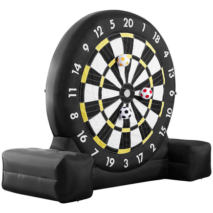 Inflatable soccer dart board over 8 feet high with 9 kick balls and air pump