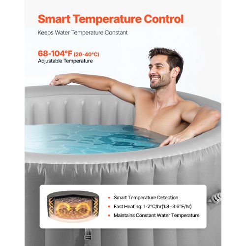 Uppblåsbar Bubbelpool 2 till 4 Personer 1800 x 660 mm Rund Portabel Utomhusspa |  EU