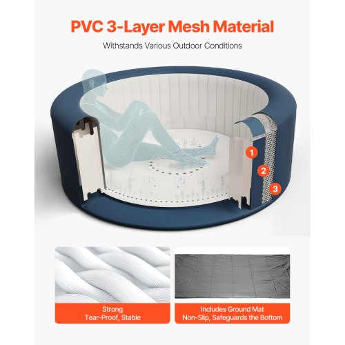 Uppblåsbar Bubbelpool 2 till 4 Personer 1800 x 660 mm Rund Portabel Utomhusspa |  EU