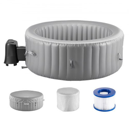 Uppblåsbar Bubbelpool 4 till 6 Personer 2080 x 660mm Rund Portabel Utomhusspa |  EU