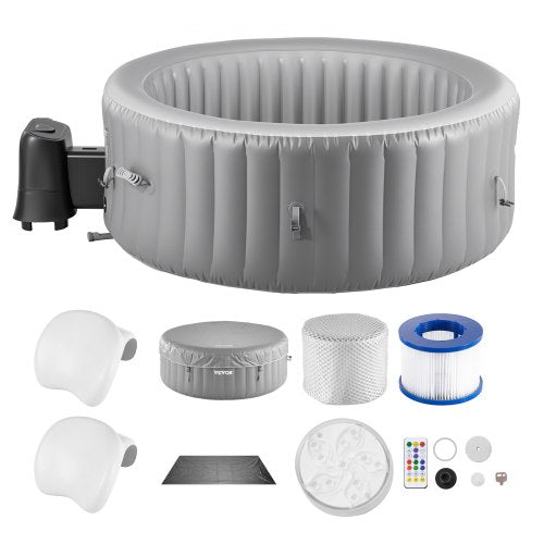 Uppblåsbar Bubbelpool 4 till 6 Personer Kapacitet 2080x660mm Bärbar Utomhusspa