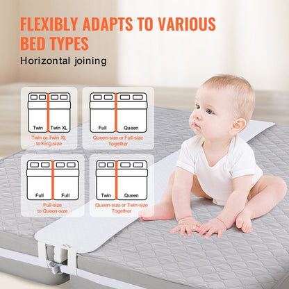 Bed Bridge King Bed Connector Kit Metallspänne & förvaringsväska 75" L x 12" W