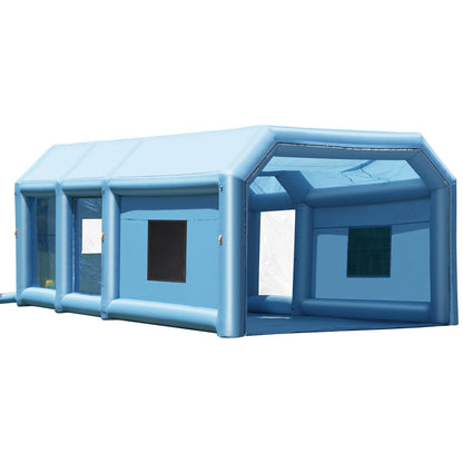Uppblåsbar lackbox, 32,8 x 21 x 14,8 fot uppblåsbar sprutbox, med 1100W+750W kraftfulla blåsar och luftfiltersystem, bärbar billackbox för stor lastbil, stor skåpbil, stora maskiner