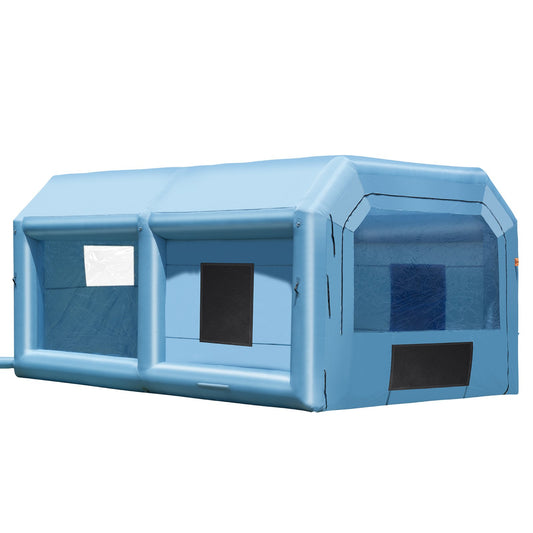 Uppblåsbar lackbox, 21 x 13,5 x 9,8 fot uppblåsbar sprutbox, med 1100 W kraftfullt blås- och luftfiltersystem, bärbar billackbox för medelstora fordon, stor möbelmålning