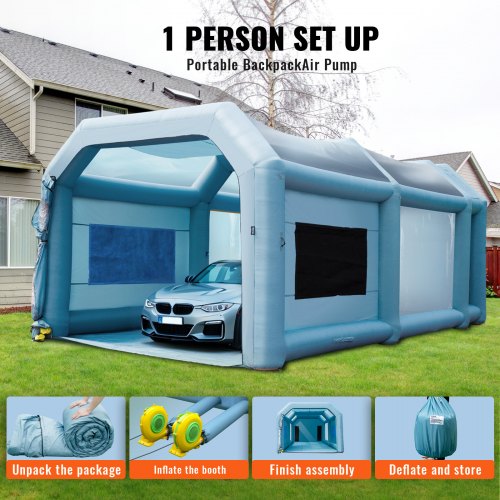 Inflatable Spray Booth Car Paint Tent 23x13x8.5ft Filter System 2 Blowers | EU