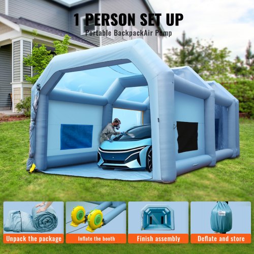 Inflatable Spray Booth Car Paint Tent 33x20x13ft Filter System 2 Blowers | EU