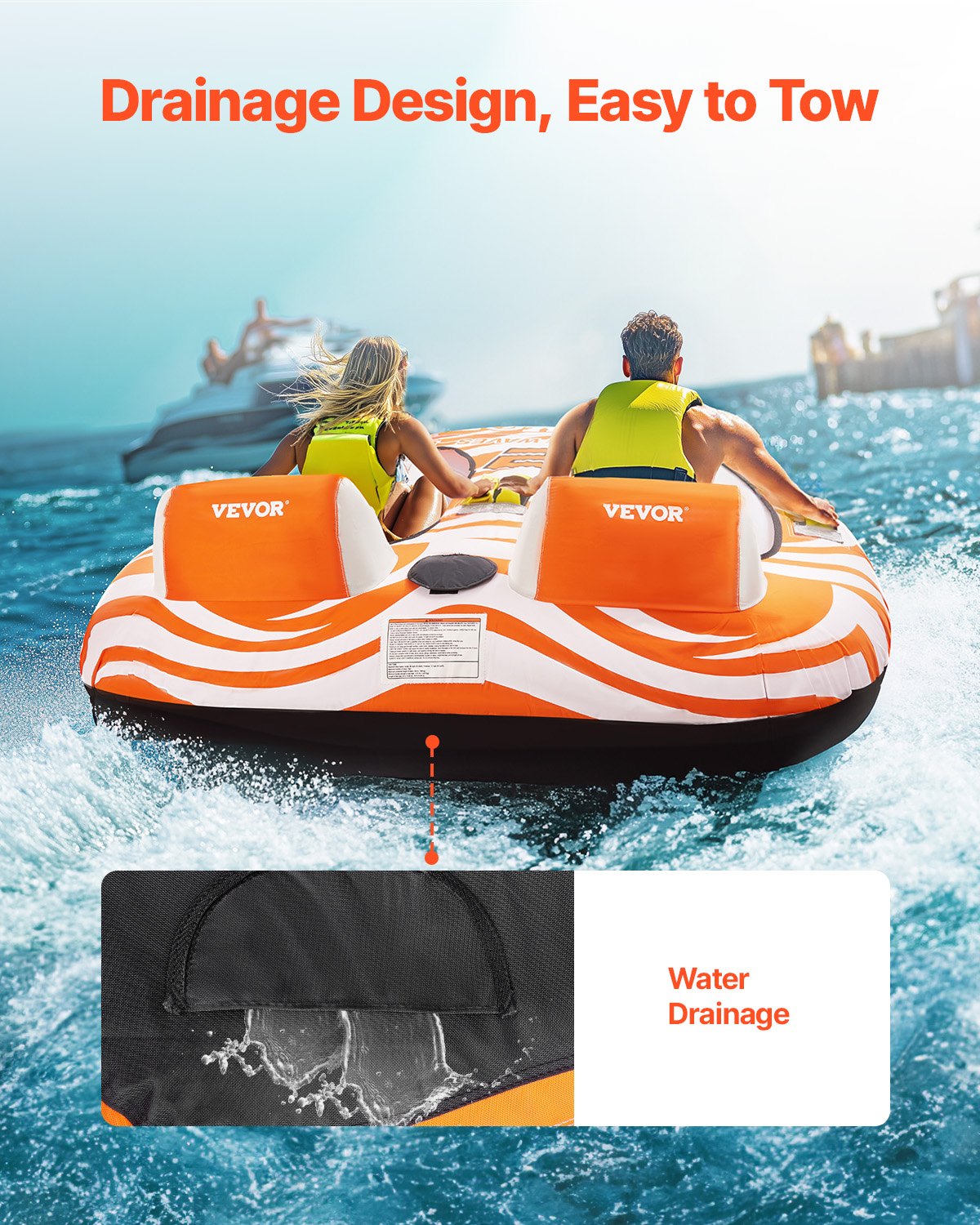 Bogserbara rör för båtliv 2-personers uppblåsbar båt bogserbar med 2 sittbrunn