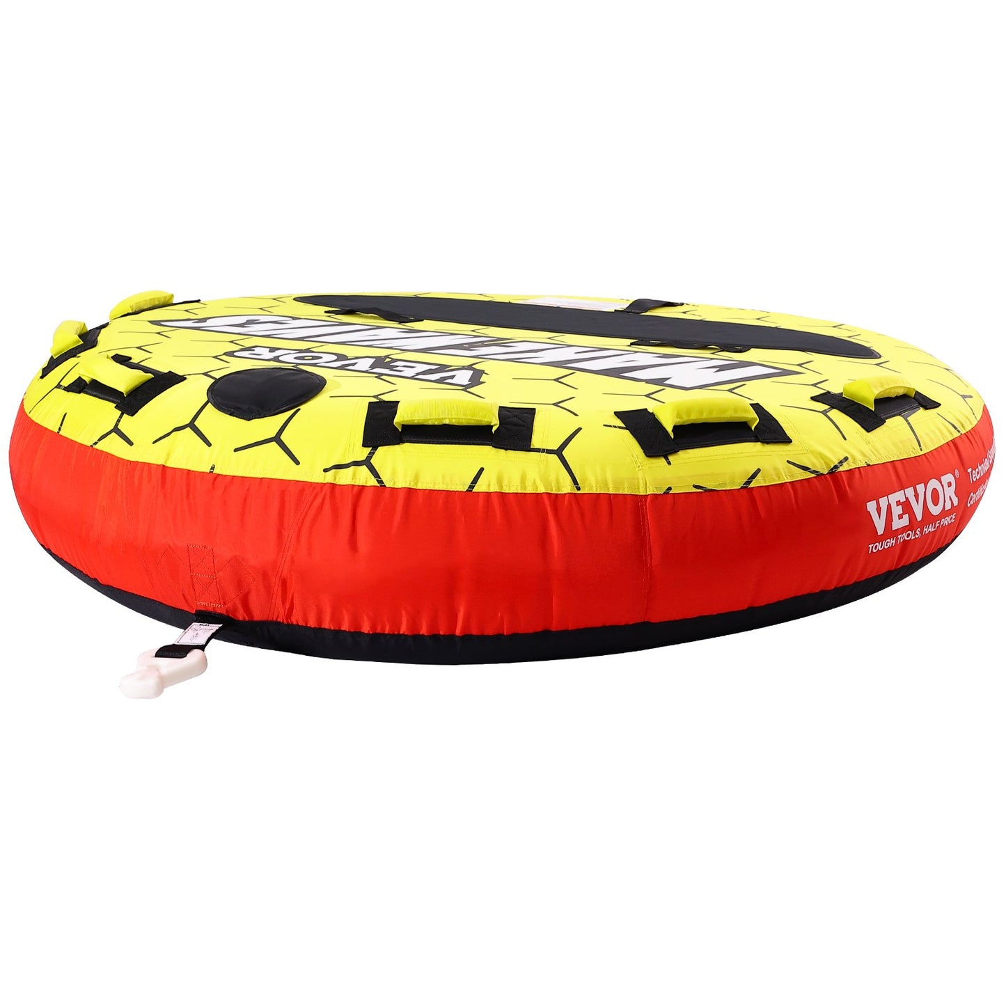 Boating Tow Tube, 1-3 Rider Inflatable Boat Tubes and Trailers, 510 lbs, 63" Round Water Sport Tow Tube for Boats to Tow, Full Nylon Cover, EVA Grip Handle and Speed Safety Valve