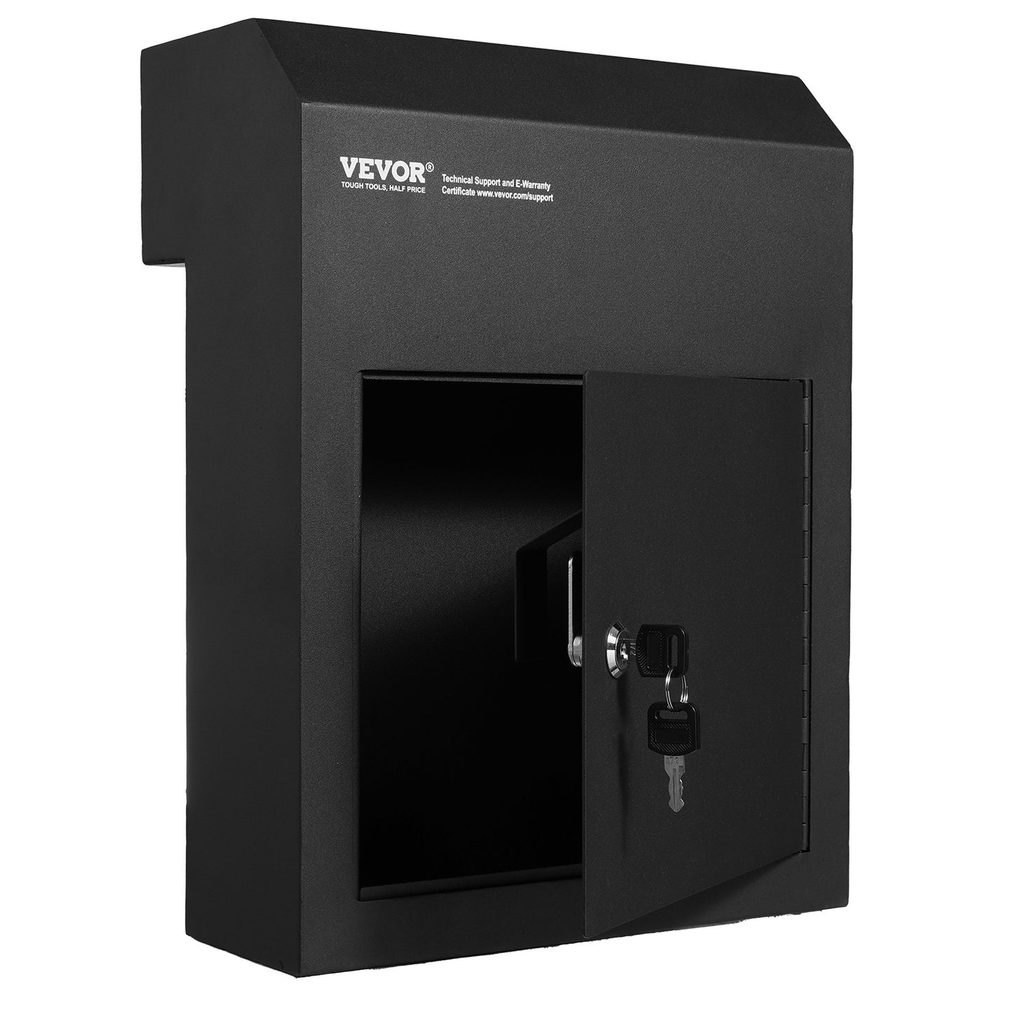 Through The Door Key Drop Box 12x6x16" brevlåda med 1,8"12" nyckellås Svart