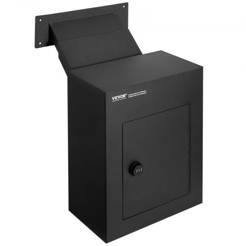 Through The Wall Drop Box, Heavy Duty Steel Through the Wall Mailbox with 2.8-7.9" 13" Combination Lock, 13x7x17" Mail Drop Box, Black