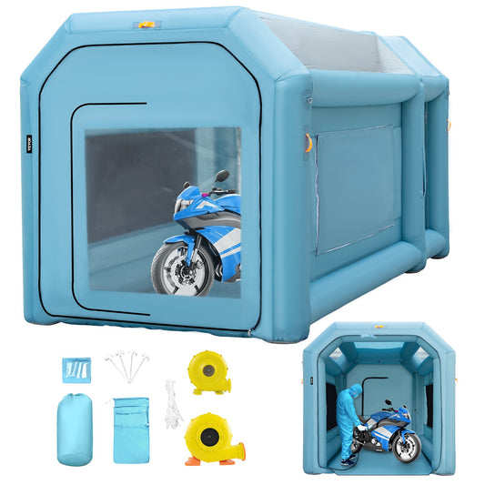 Portable Inflatable Paint Booth, 13 x 8 x 8 Feet Inflatable Spray Booth, Car Paint Tent with Air Filter System and 2 Blowers, Upgraded Spray Booth Tent, Car Paint Workstation Motorcycle Garage
