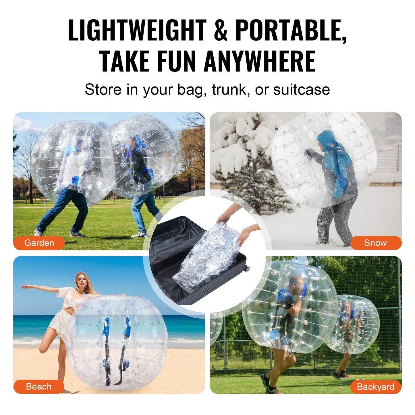 Uppblåsbar Bumper Ball 1-pack, 5FT/1,5 M Body Sumo Zorb Balls för tonåringar och vuxna, 0,8 mm tjocka PVC-bubblebollar för mänsklig hamster för utomhusspel för lagspel, Bumper Bopper-leksaker för trädgård, trädgård, park
