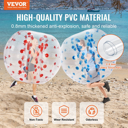 Inflatable Bumper Balls 2-Pack, 5FT/1.5M Body Sumo Zorb Balls for Teens and Adults, 0.8mm Thick PVC Human Hamster Bubble Balls for Outdoor Team Play, Bumper Bopper Toys for Garden, Yard, Park