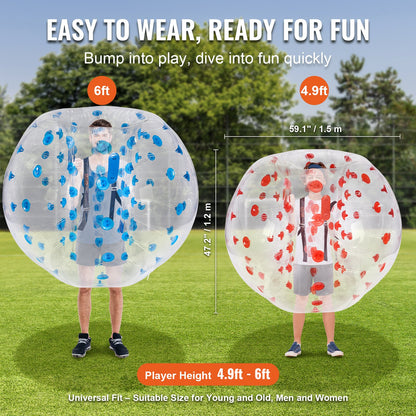 Inflatable Bumper Balls 2-Pack, 5FT/1.5M Body Sumo Zorb Balls for Teens and Adults, 0.8mm Thick PVC Human Hamster Bubble Balls for Outdoor Team Play, Bumper Bopper Toys for Garden, Yard, Park