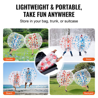 Inflatable Bumper Balls 2-Pack, 5FT/1.5M Body Sumo Zorb Balls for Teens and Adults, 0.8mm Thick PVC Human Hamster Bubble Balls for Outdoor Team Play, Bumper Bopper Toys for Garden, Yard, Park