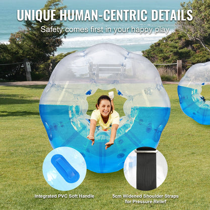 Uppblåsbar Bumper Ball 1-pack, 5FT/1,5 M Body Sumo Zorb Balls för tonåringar och vuxna, 0,8 mm tjocka PVC-bubblebollar för mänsklig hamster för utomhusspel för lagspel, Bumper Bopper-leksaker för trädgård, trädgård, park