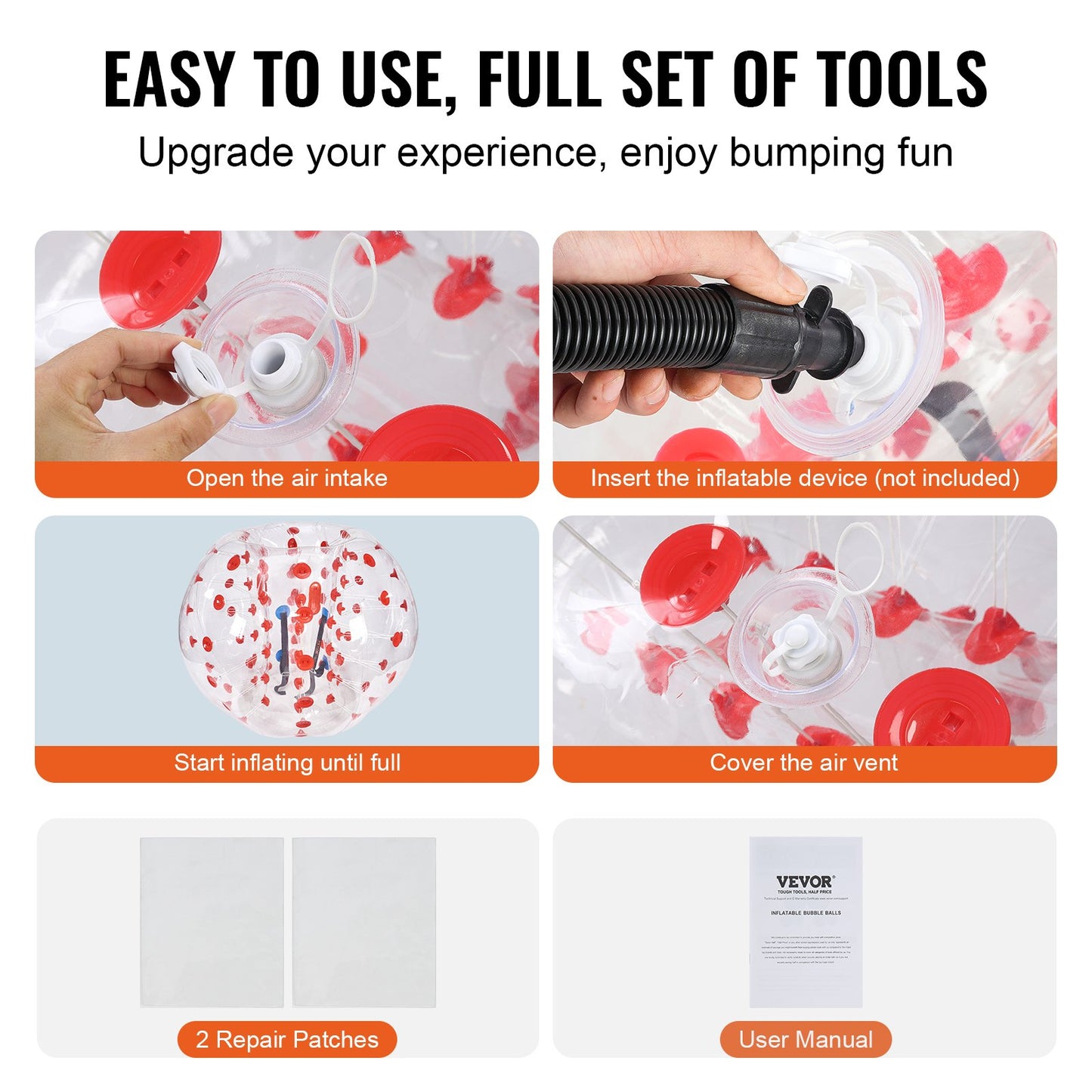 Uppblåsbar Bumper Ball 1-pack, 5FT/1,5 M Body Sumo Zorb Balls för tonåringar och vuxna, 0,8 mm tjocka PVC-bubblebollar för mänsklig hamster för utomhusspel för lagspel, Bumper Bopper-leksaker för trädgård, trädgård, park