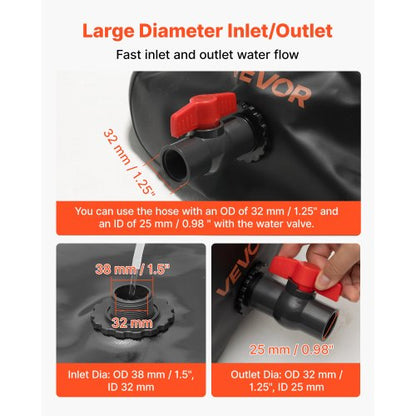 Vattenlagringsblåsa, 1000L Vattenlagringsbehållare, 1000D PVC Storkapacitet Mjuk Påse Blåsa, Hopfällbar Bärbar För Trädgårdsbevattning, Camping, Husbil, Nödanvändning - Svart |  EU