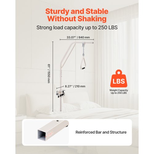 Trapeze bar for bed mobility 125 kg bed trapeze with clamps and metal chain | EU
