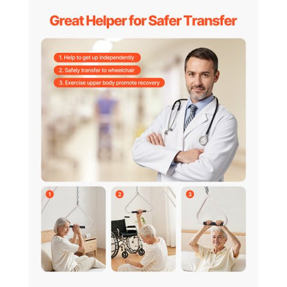 Trapeze bar for bed mobility 125 kg bed trapeze with clamps and metal chain | EU