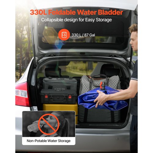 vattenlagringsblåsa, 330L vattenlagringsbehållare, 1000D PVC stor kapacitet mjuk påseblåsa, hopfällbar bärbar för trädgårdsbevattning, camping, husbilar, brandskydd (blå) |  EU