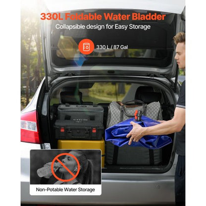 vattenlagringsblåsa, 330L vattenlagringsbehållare, 1000D PVC stor kapacitet mjuk påseblåsa, hopfällbar bärbar för trädgårdsbevattning, camping, husbilar, brandskydd (blå) |  EU