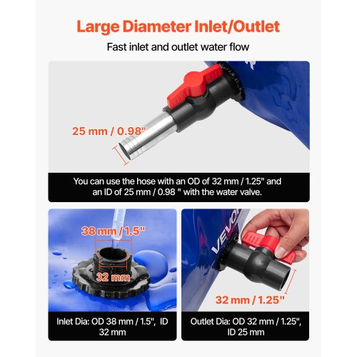 vattenlagringsblåsa, 330L vattenlagringsbehållare, 1000D PVC stor kapacitet mjuk påseblåsa, hopfällbar bärbar för trädgårdsbevattning, camping, husbilar, brandskydd (blå) |  EU