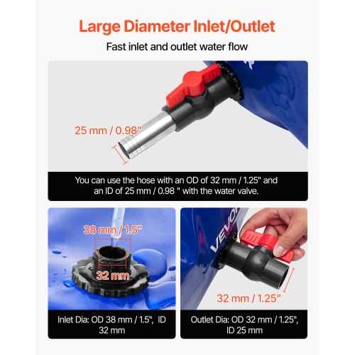 Vattenlagringsblåsa, 540L Vattenlagringsbehållare, 1000D PVC Storkapacitet Mjuk Påseblåsa, Hopfällbar Bärbar För Trädgårdsbevattning, Camping, Husbil, Brandskydd - Blå |  EU