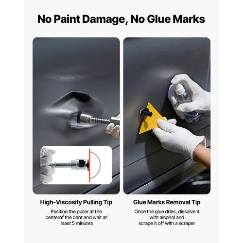 Bucklor Kit, 61 delar lackfri bucklorborttagningskit med gyllene lyftare, glidhammare, T-stång, limpistol, verktyg för bilkarosseri, hagelskador, reparation av bilkylskåp, stor liten dörrreparation |  EU