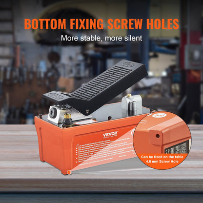 Air Hydraulic Pump, 10,000 PSI 1/2 gal Reservoir, NPT 3/8" Oil Outlet, NPT 1/4" Inlet, 6.6 ft Tube, Foot Operated Hydraulic Pump Air Pedal for Auto Body Machines and Tow Bar, Orange