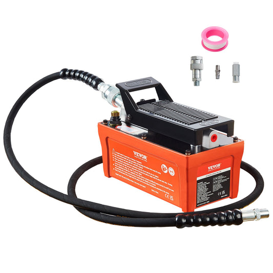 Lufthydraulisk pump, 10 000 PSI 1/2 gal reservoar, NPT 3/8" oljeutlopp, NPT 1/4" inlopp, 6,6 ft rör, fotmanövrerad hydraulpump lufttramp för bilkarosserimaskiner och dragstolpe, orange