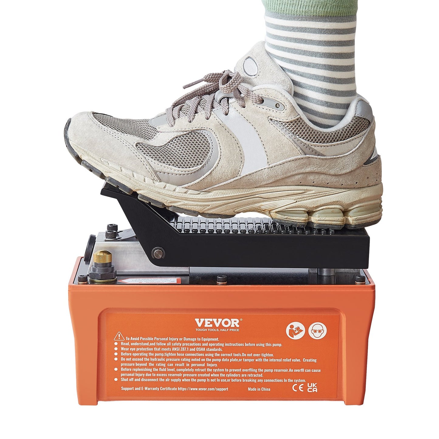 Air Hydraulic Pump, 10,000 PSI 1/2 gal Reservoir, NPT 3/8" Oil Outlet, NPT 1/4" Inlet, 6.6 ft Tube, Foot Operated Hydraulic Pump Air Pedal for Auto Body Machines and Tow Bar, Orange