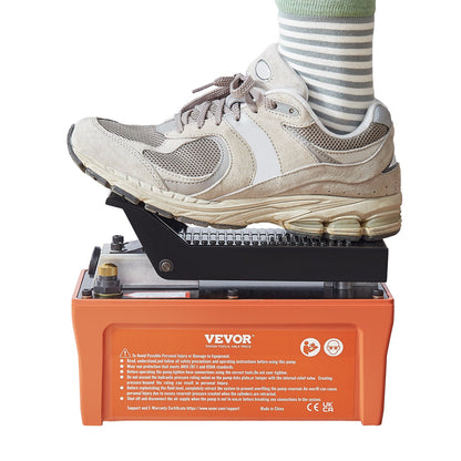 Air Hydraulic Pump, 10,000 PSI 1/2 gal Reservoir, NPT 3/8" Oil Outlet, NPT 1/4" Inlet, 6.6 ft Tube, Foot Operated Hydraulic Pump Air Pedal for Auto Body Machines and Tow Bar, Orange