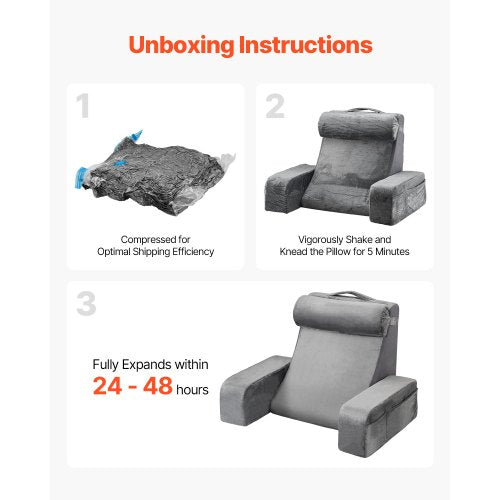 Läskudde Ryggstöd Kudde med Avtagbar & 3 Fickor Nackstöd