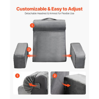 Läskudde Ryggstöd Kudde med Avtagbar & 3 Fickor Nackstöd
