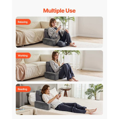 Läskudde Ryggstöd Kudde med Avtagbar & 3 Fickor Nackstöd