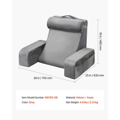 Läskudde Ryggstöd Kudde med Avtagbar & 3 Fickor Nackstöd