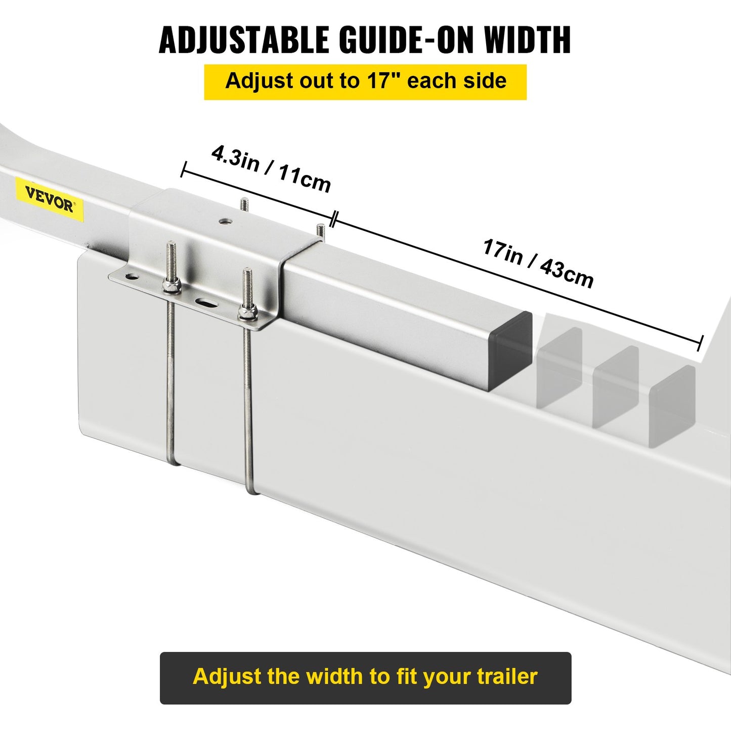 Boat Trailer Guide-ons, 46\", ett par aluminium Trailer Guider, rostbeständiga trailerguider med justerbar bredd, monteringsdelar ingår, för skidbåt, fiskebåt eller segelbåt trailer
