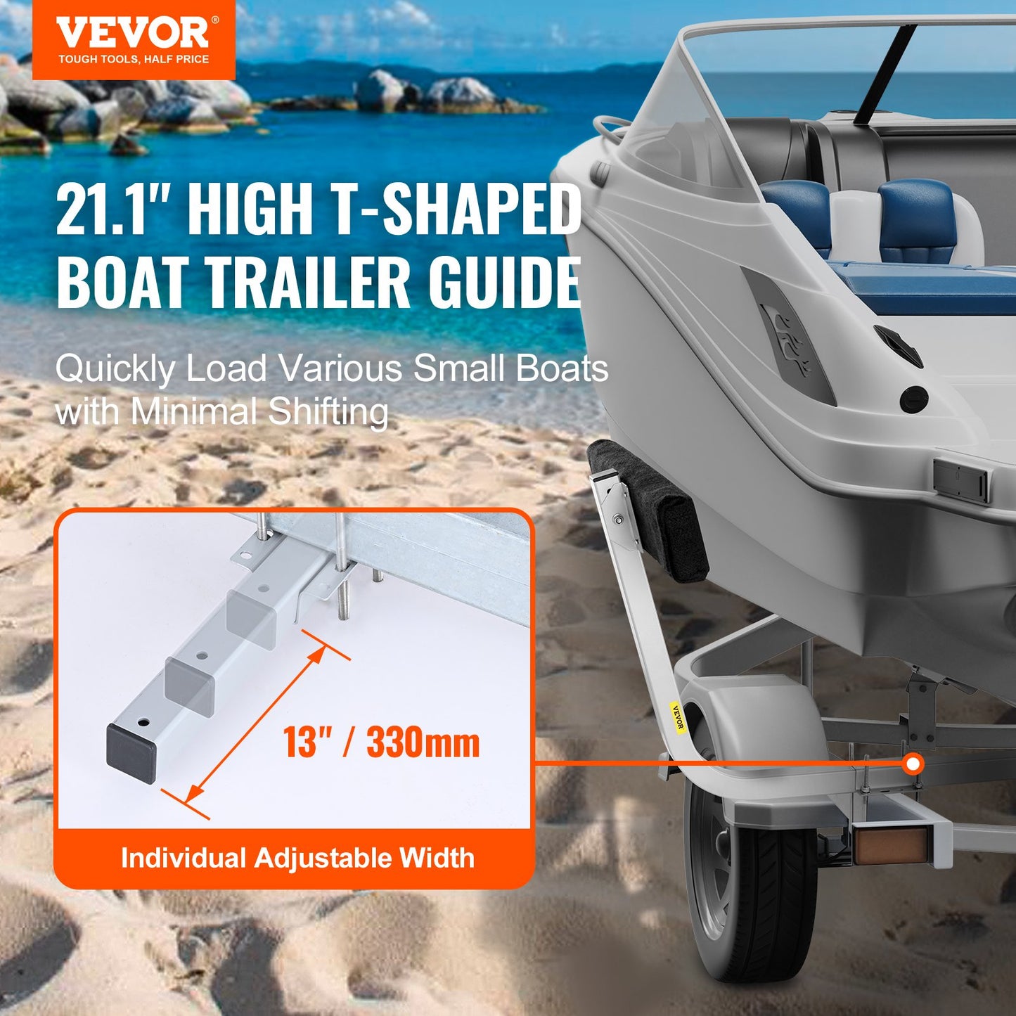 Boat Trailer Guide, 0,7M justerbar design Korta våningssläpguider, 2 ST.